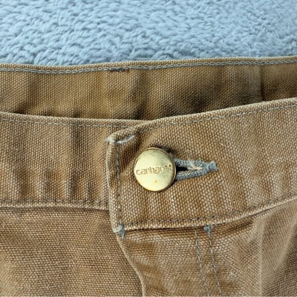 Vintage Carhartt Men's Size 42x27 B01 BRN Tan Double Knee Pants Made in USA 90s - Picture 7 of 12